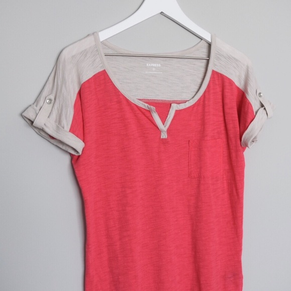 NWOT Express Women’s Neon Burnout Baseball Tee - Picture 2 of 7